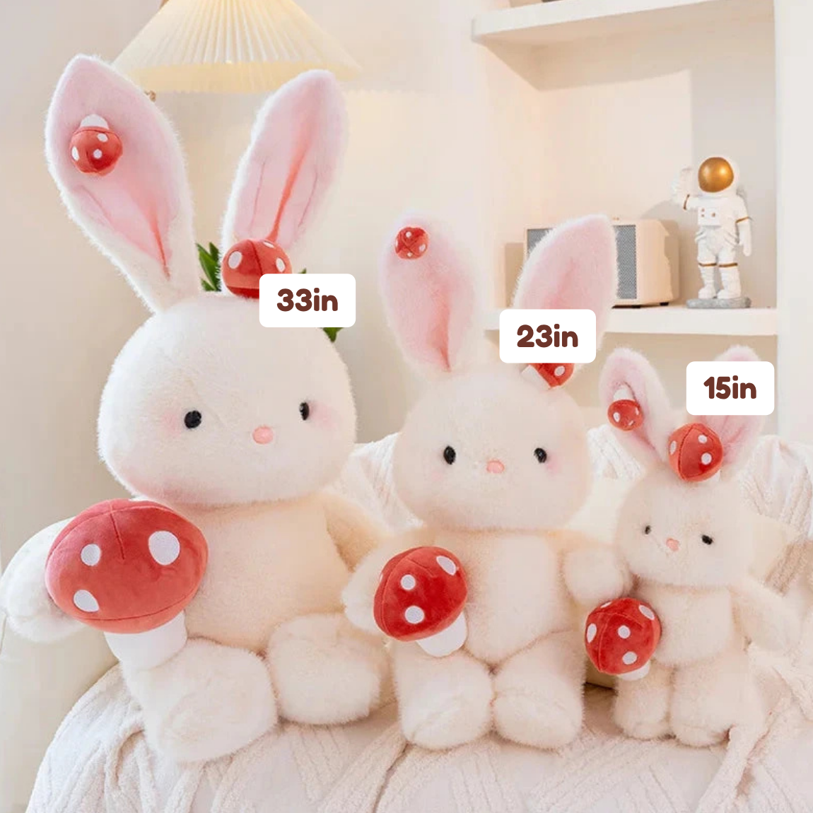 Kawaii White Bunny Mushroom Plushie — image 3