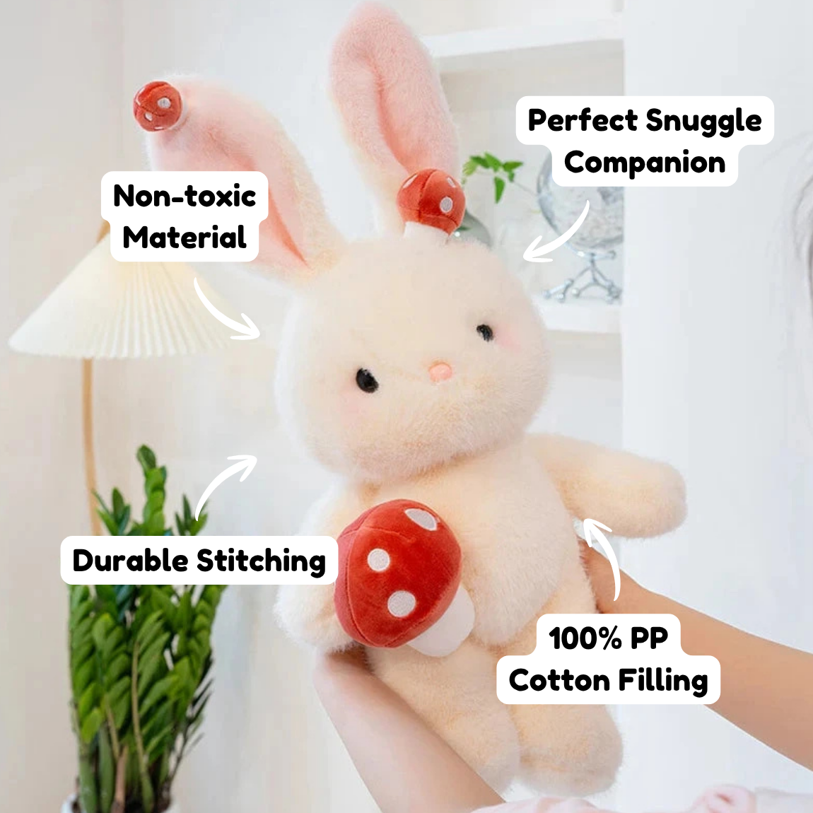 Kawaii White Bunny Mushroom Plushie — image 4