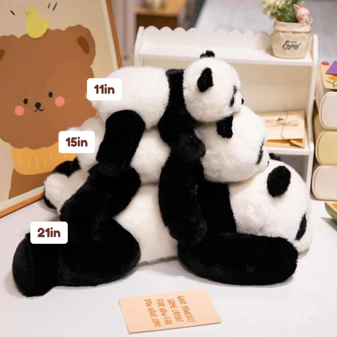 Kawaii Fuzzy Black Brown Panda Plushies — image 3
