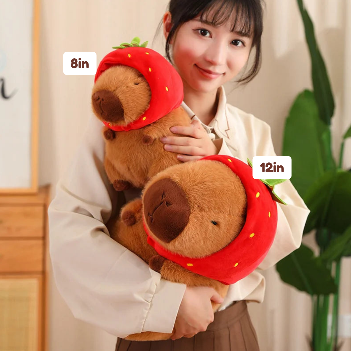 Kawaii Capybara with Strawberry Hat Plushie — image 3