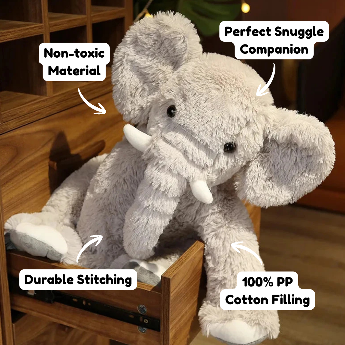 Kawaii Fluffy Elephant Plush Family — image 3