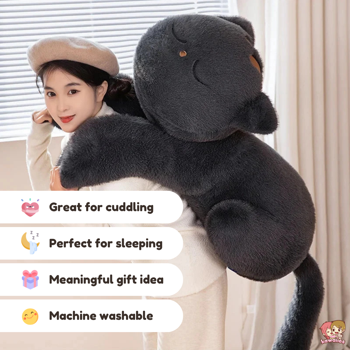 Giant Black Grey Cat Plushies — image 4