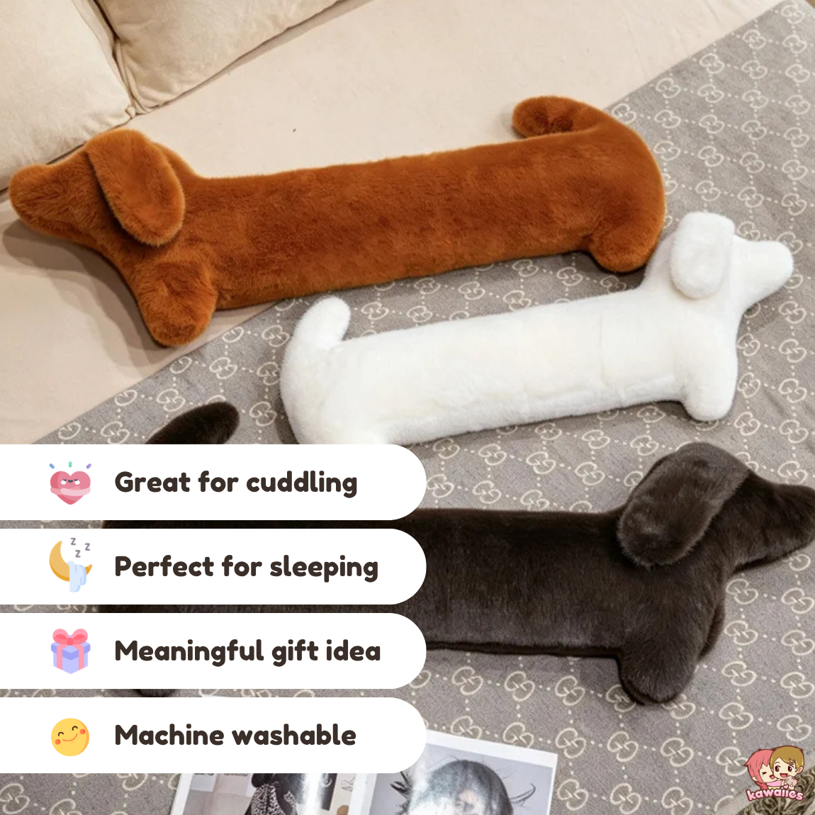 Long Snuggle Dachshund Sausage Dog Plushie — image 4