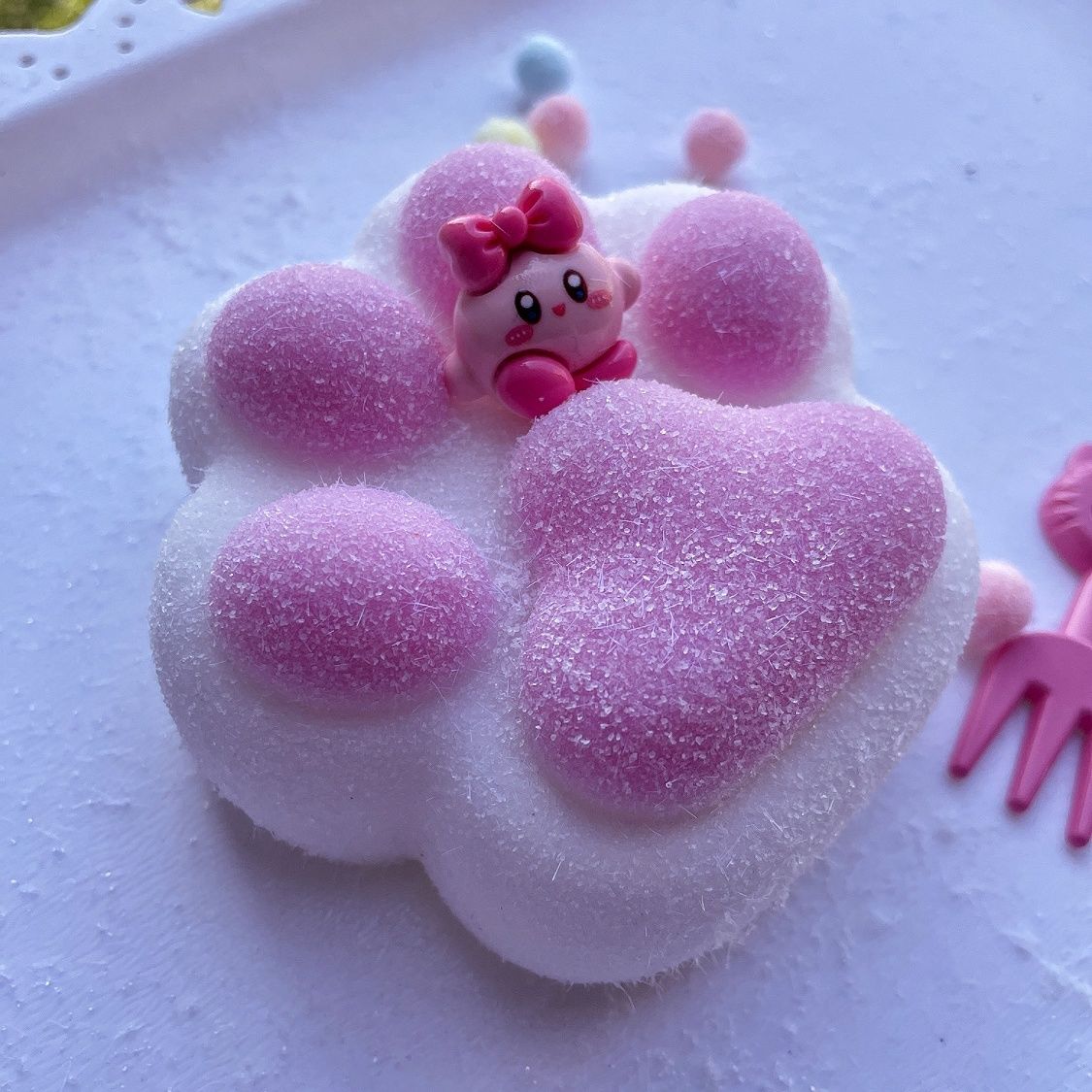 260g Handmade Silicone Cat's Paw Stress Relief Squishy Toy — pink & white / yellow & pink / pink & blue & More – product image 7