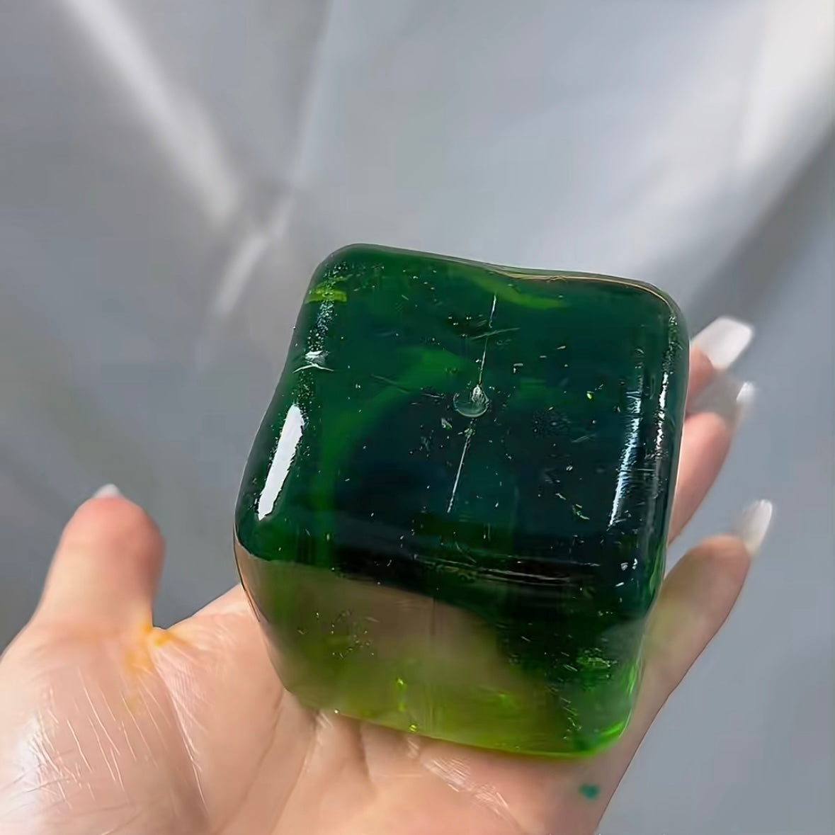 Dark Green Ice Cube Vasline Base Handmade Stress Ball – product image 2