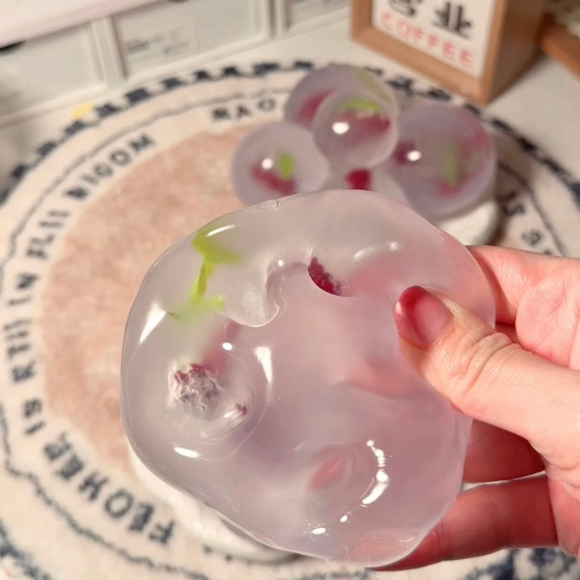 Blueberry/Peach/Green Grape Coconut Oil Soap Base Stress Ball Squishy Stress Relief Decompression Toy – product image 11