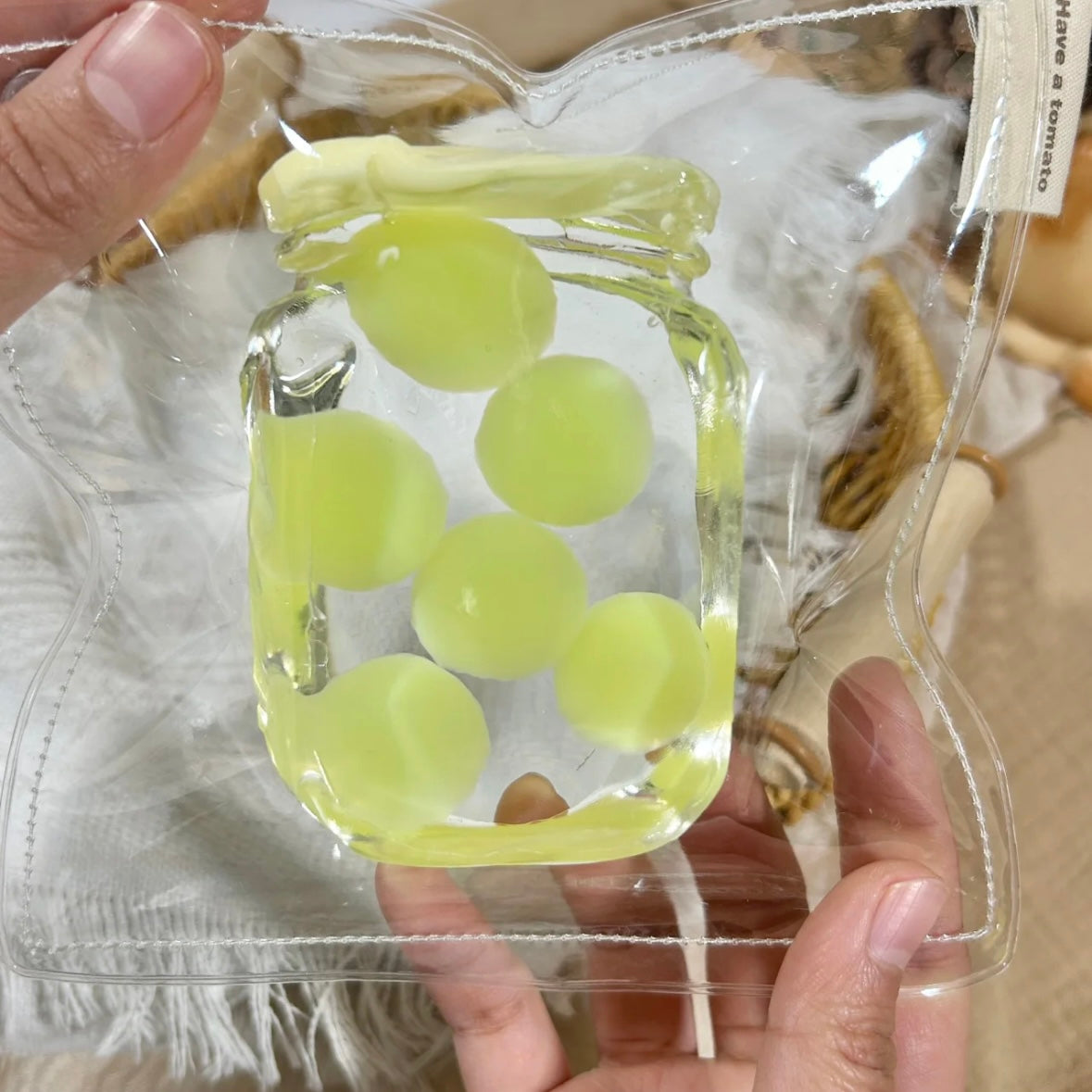 Handmade Transparent Mango Strawberry Yellow Peach Green Grape Taba Squishy Toy – product image 6