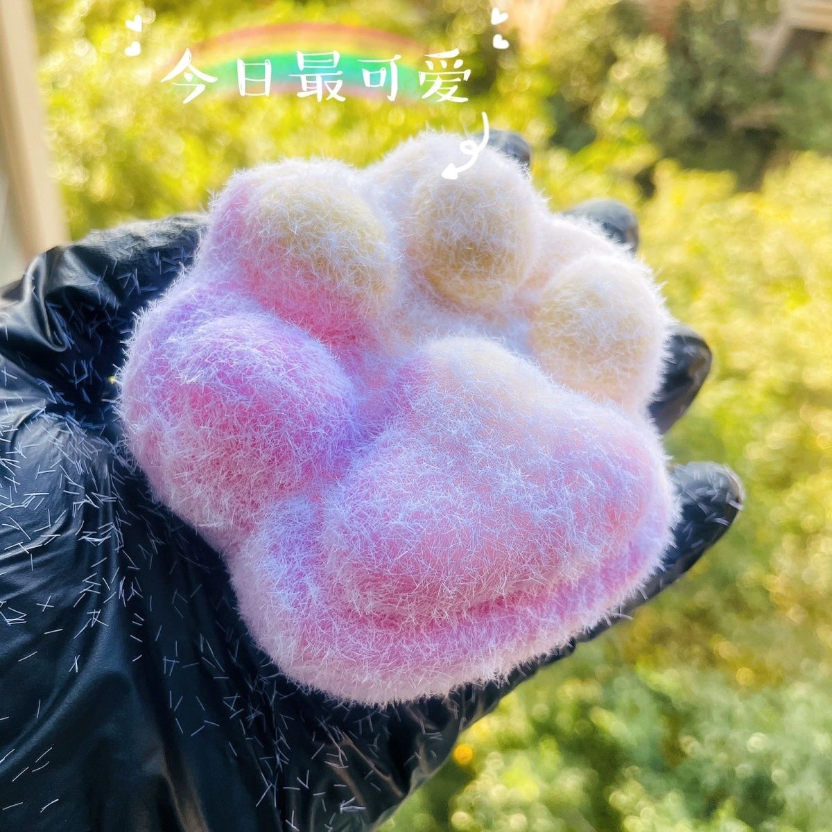 260g Handmade Silicone Cat's Paw Stress Relief Squishy Toy — pink & white / yellow & pink / pink & blue & More – product image 3