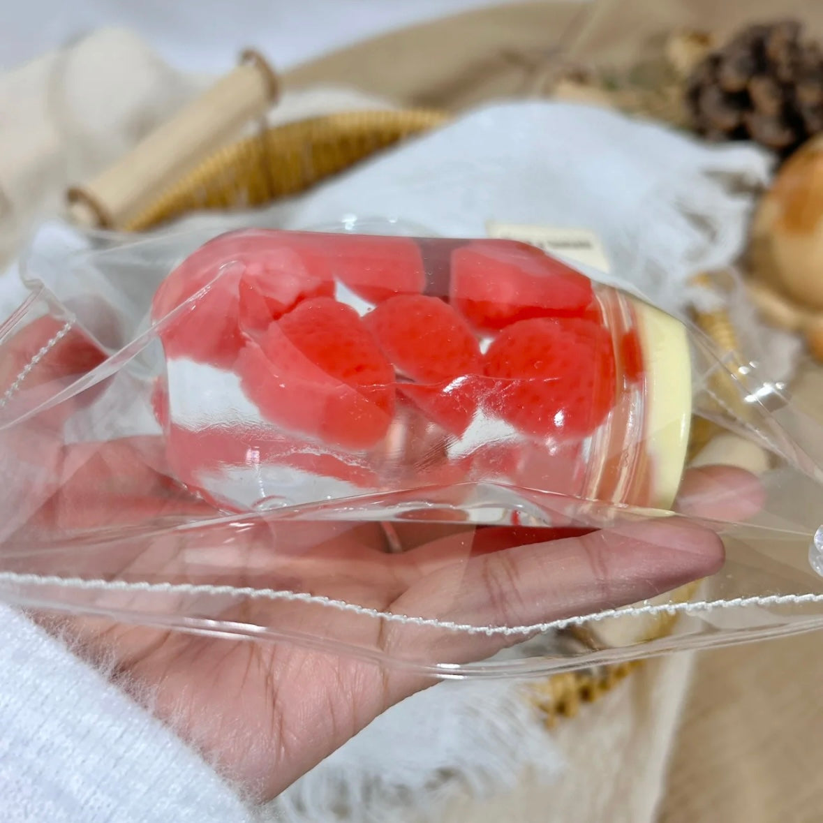 Handmade Transparent Mango Strawberry Yellow Peach Green Grape Taba Squishy Toy – product image 9