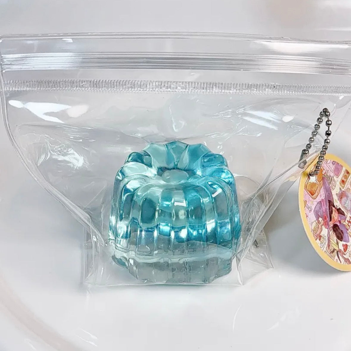 Handmade Silicone Transparent Blue Dessert Canula Cake Squishy Toy – product image 3