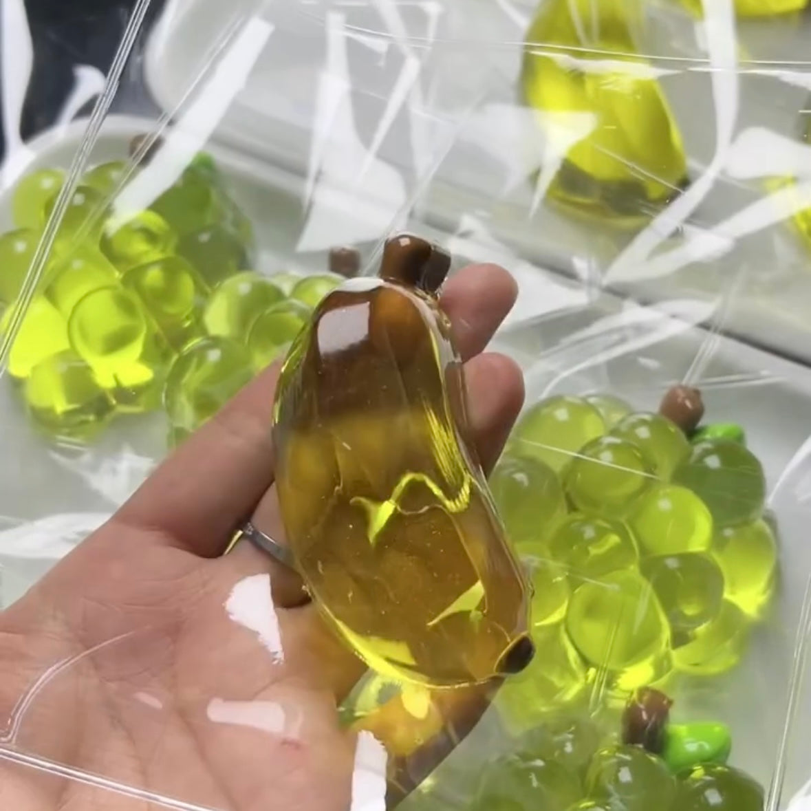 Transparent Green Grape & Banana Taba Squishy Toy – product image 8