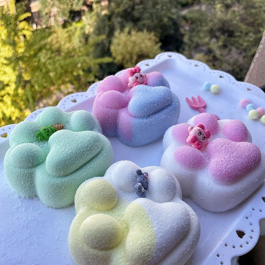 260g Handmade Silicone Cat's Paw Stress Relief Squishy Toy — pink & white / yellow & pink / pink & blue & More
