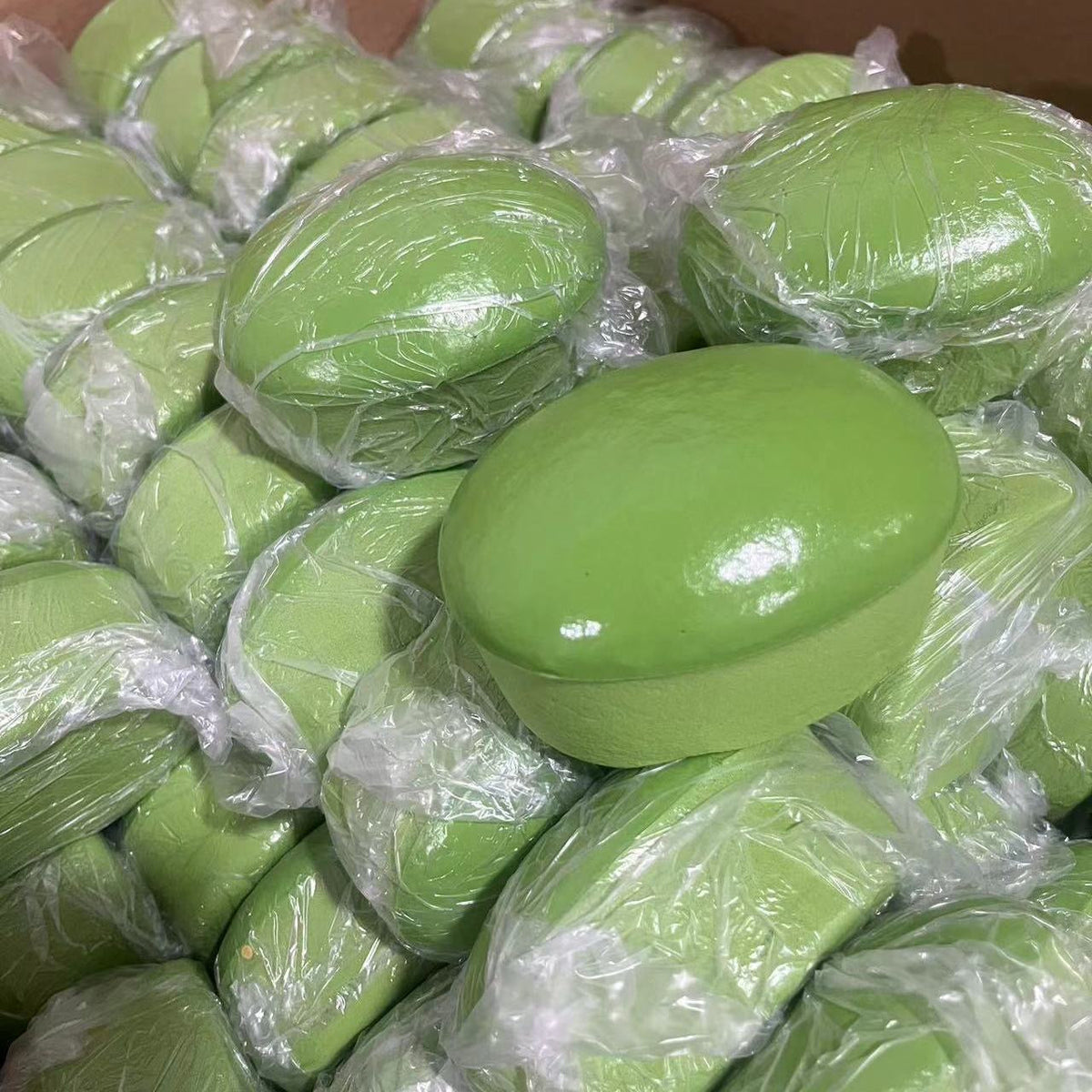 Puff Slow-Rising Squishy – Mocha Green or Brown Rounded Pastry Shape with a Domed Top and Contrasting Flat Base