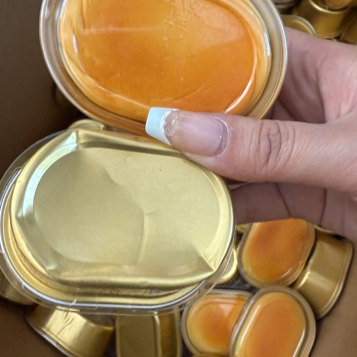 Mini Cheesecake Slow-Rising Squishy – Round or Oval Golden Cake Designs with Pale Yellow Edges and Open-Pot Photo Details