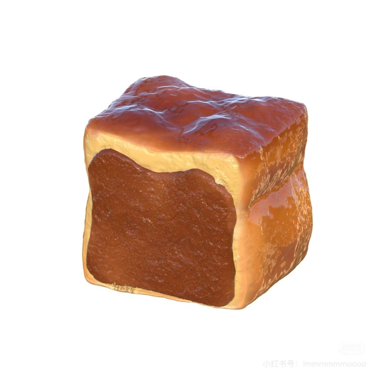 Beef Toast Slow-Rising Squishy – Thick Cream-Edged Bread Block with a Brown Wrinkled Front and a Wavy Toasted Top