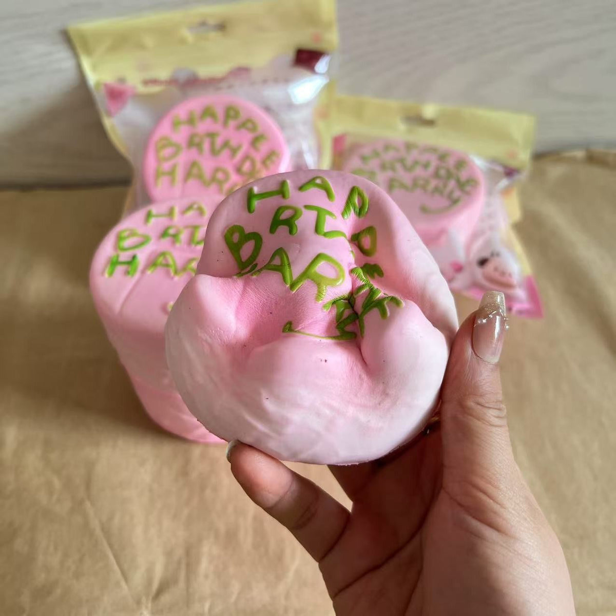 Slow Rising Squishy Pink Birthday Cake Stress Relief Decompression Toy – product image 4