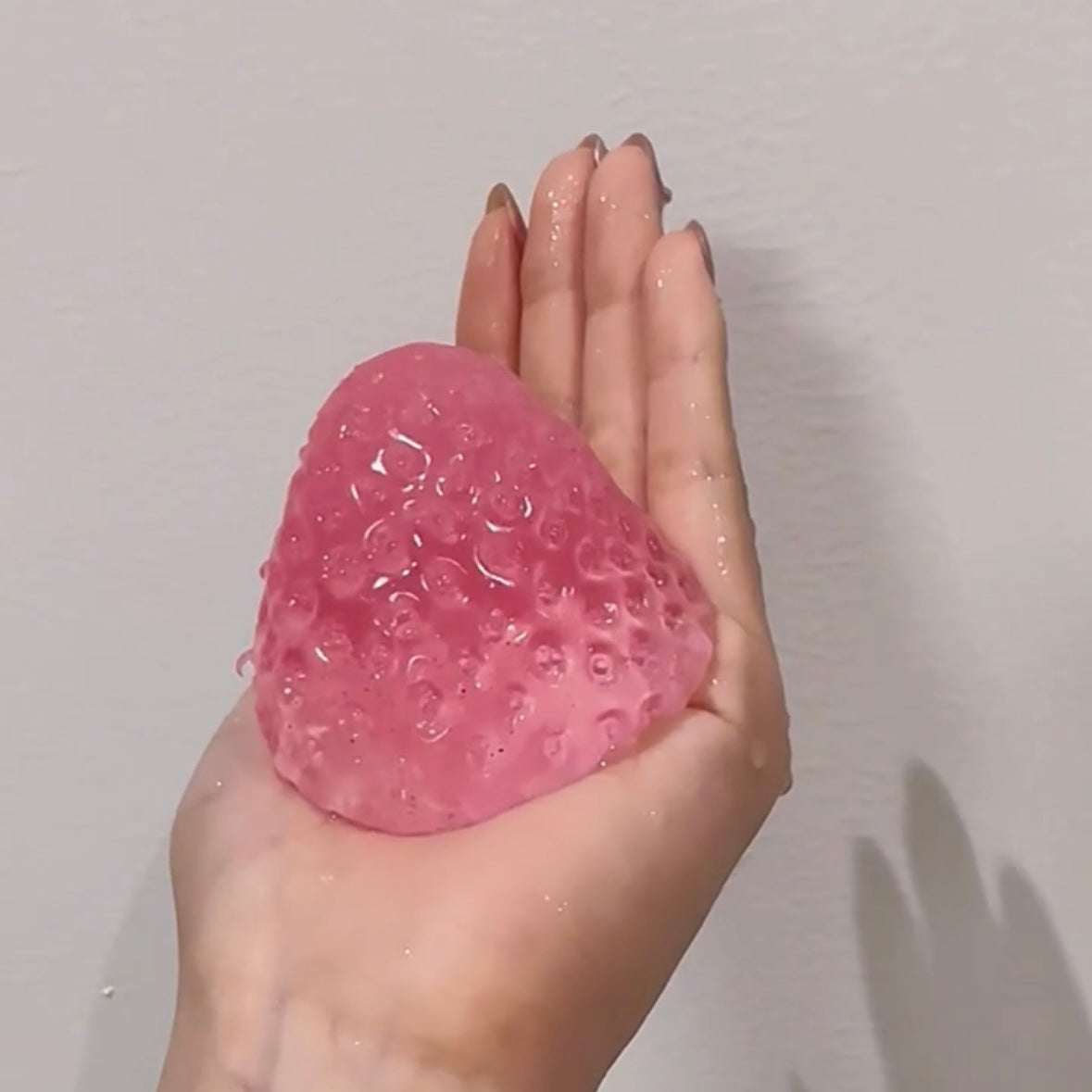120g Pink Transparent Strawberry Taba Squishy Toy – product image 2