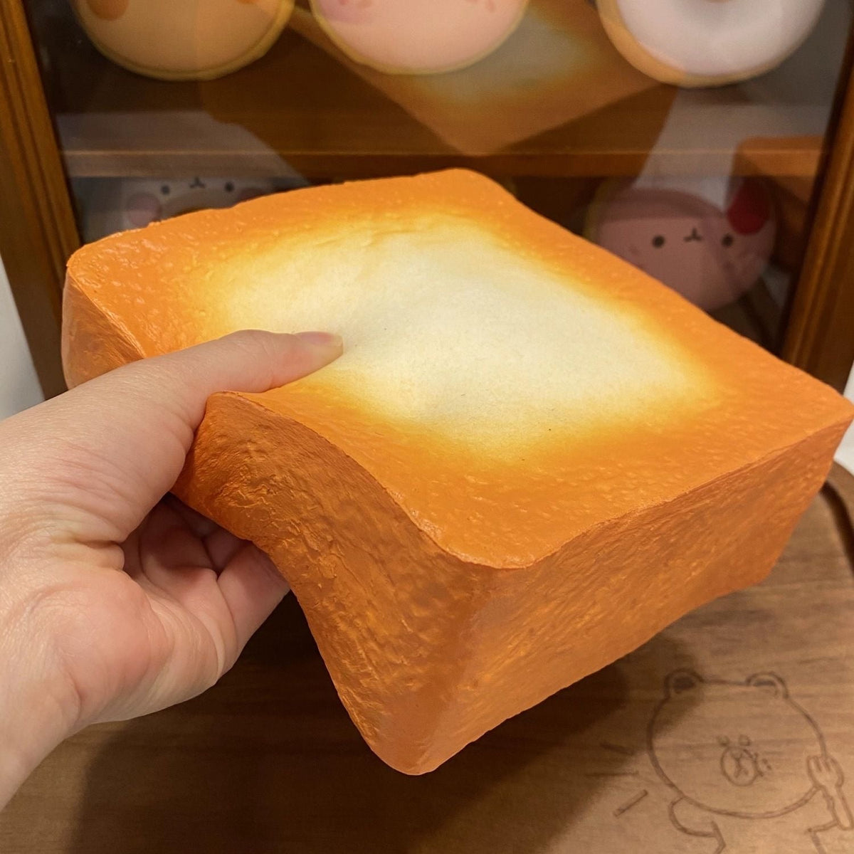 Bread Brick Slow-Rising Squishy – Golden Toasted Bread Block Squeeze Toy with Cream Center & Textured Sides