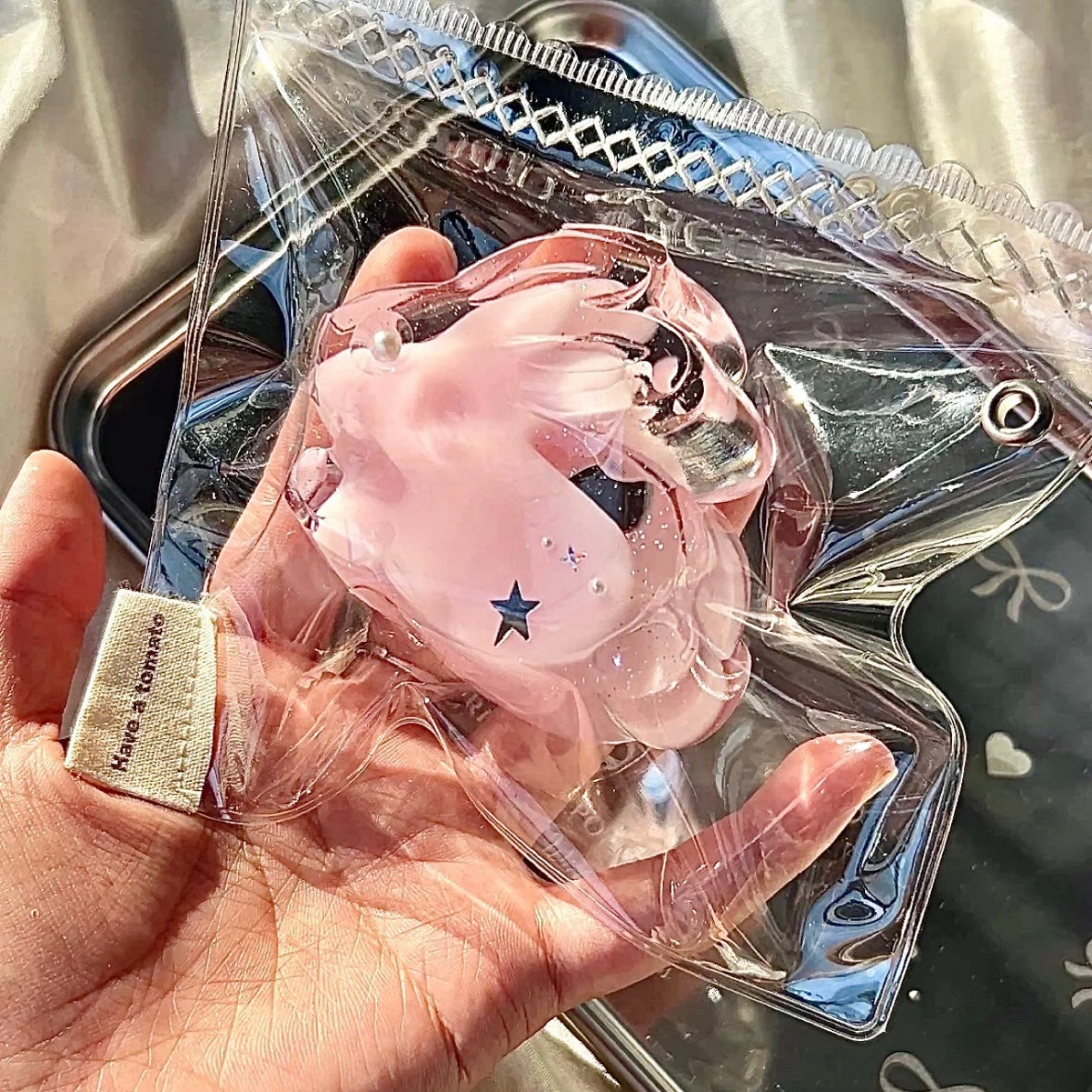 Handmade Transparent Pink Rabbit Bunny Taba Squishy Toy – product image 4