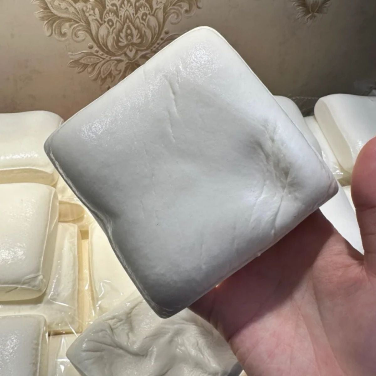 White Rice Cake Slow-Rising Squishy – Rectangle, Round or Square Shapes with a Creamy Glossy Surface