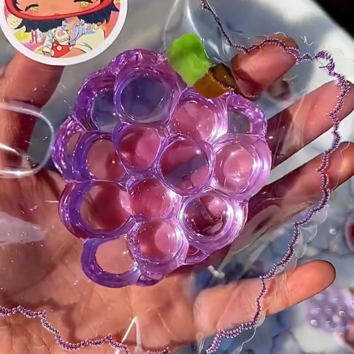 Transparent Green Grape & Banana Taba Squishy Toy – product image 10