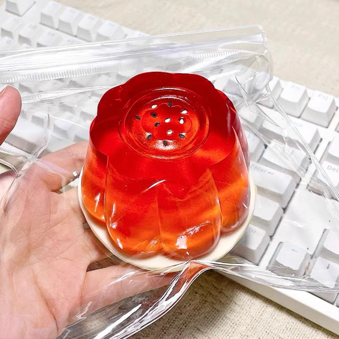 230g Transparent Watermelon Pudding Taba Squishy Toy – product image 3