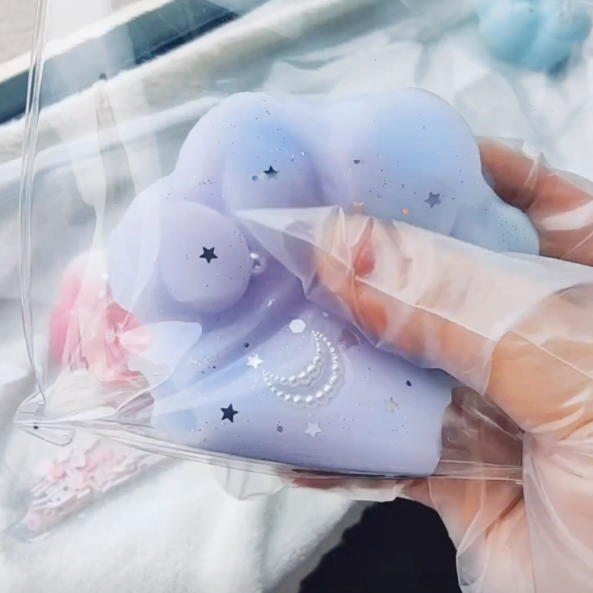 Handmade Silicone Cat's Paw Stress Relief Squishy Toy---Purple & Blue – product image 3