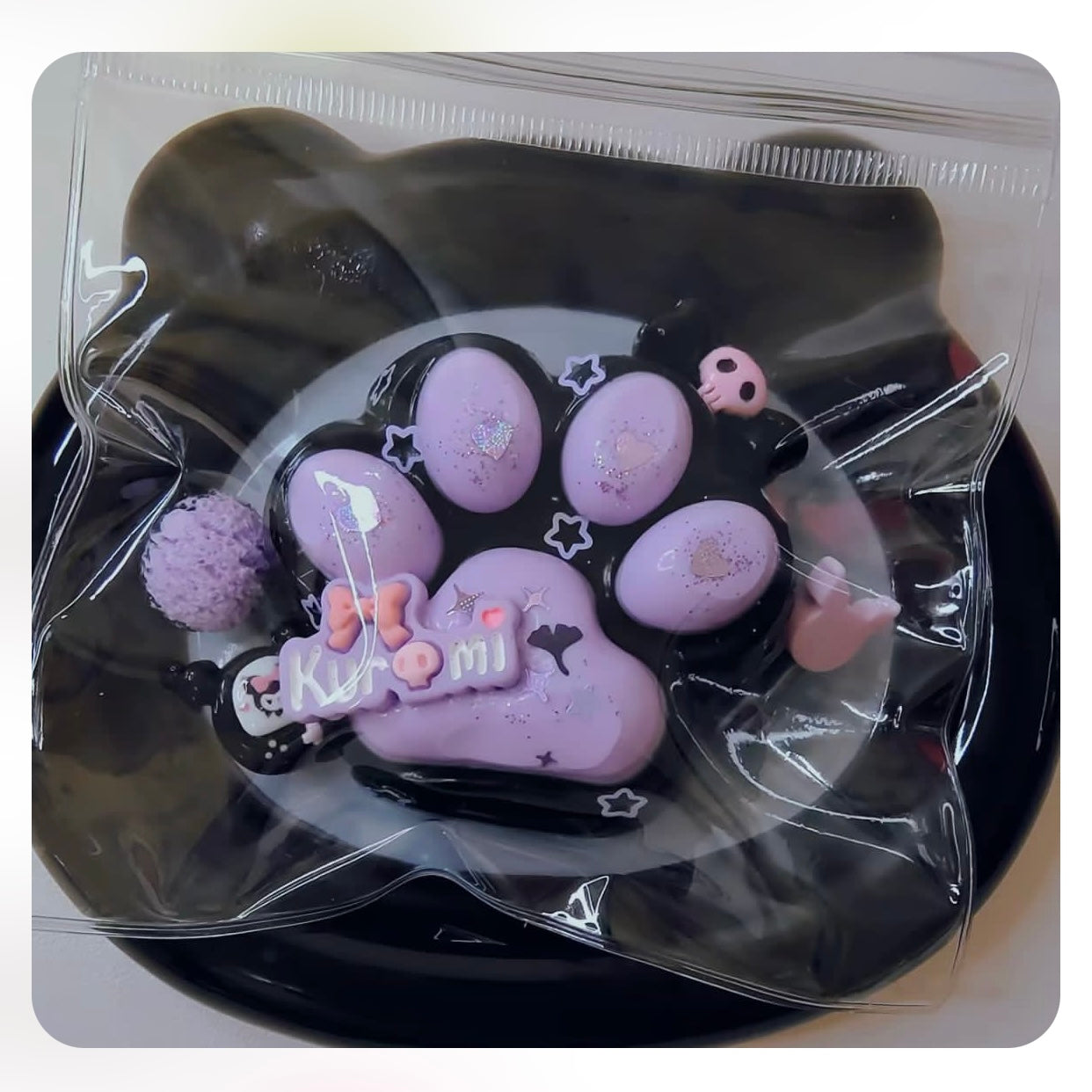 Handmade Silicone Cat's Paw Taba Squishy Toy — Purple & Black Cat's Paw / Purple & White Cat's Paw – product image 3