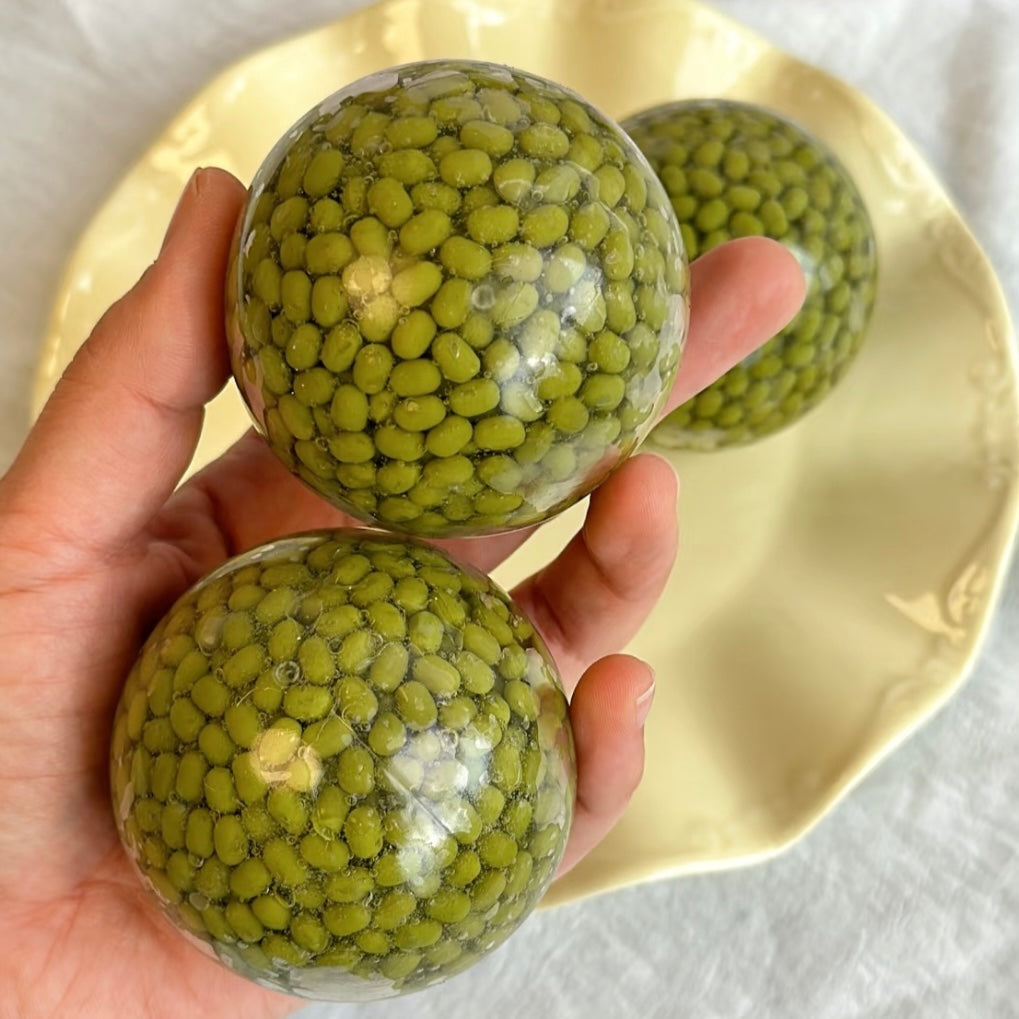 5.8cm Green Bean Red Bean Handmade Stress Balls – product image 4