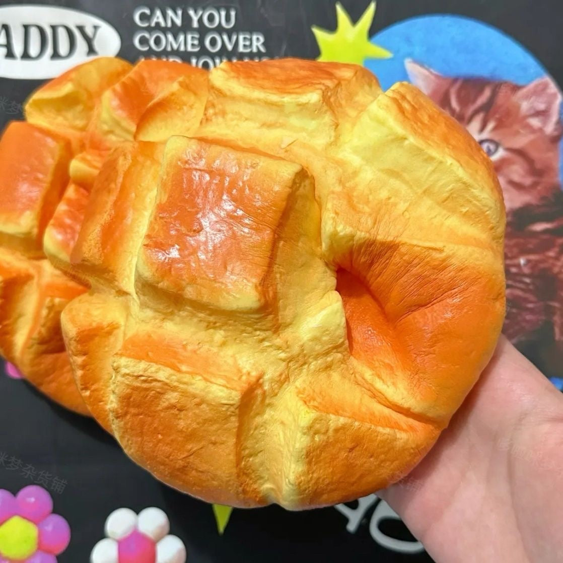 Melon Bread Slow-Rising Squishy – Yellow, Pink & Chocolate Bun Squeeze Toy