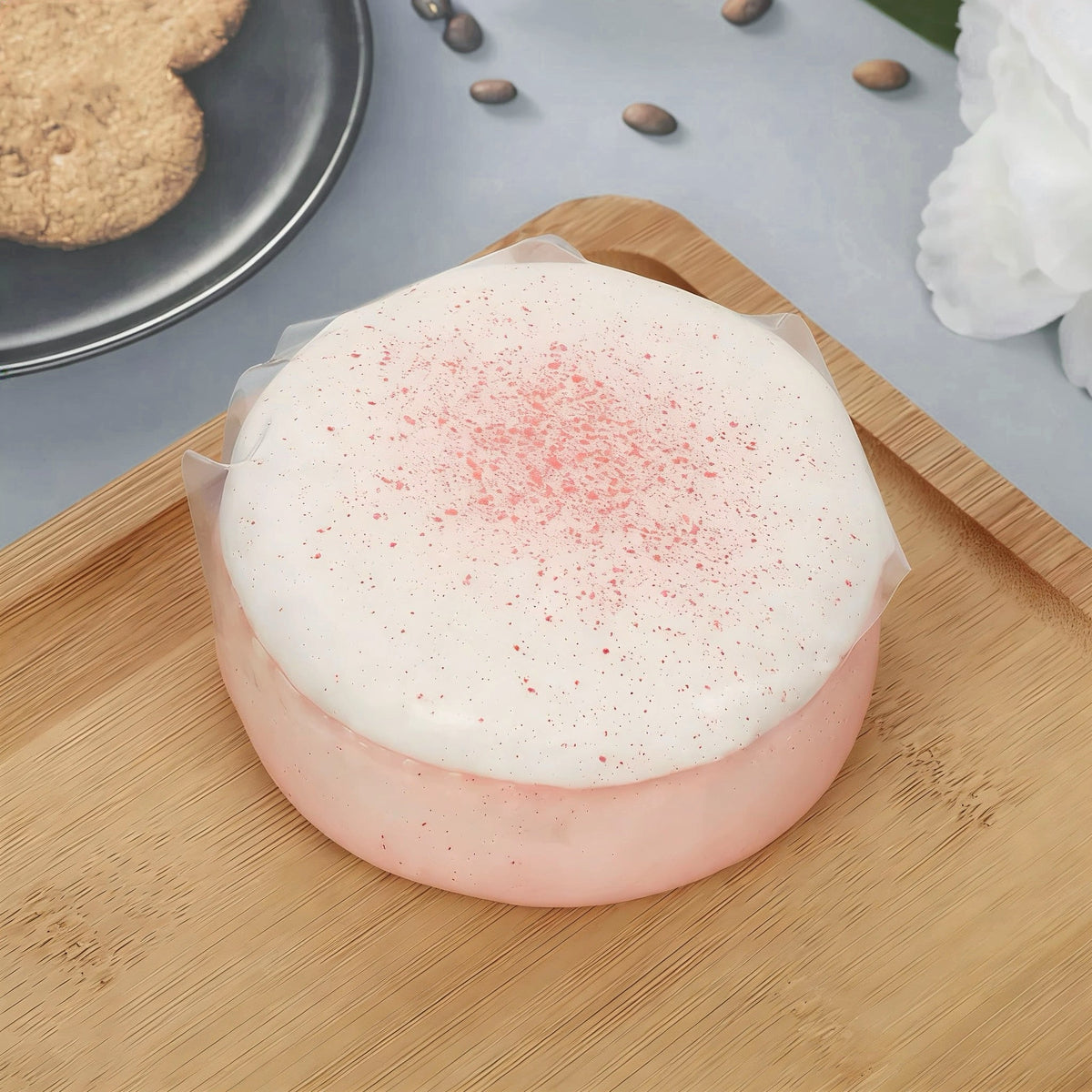 Chocolate Roll Slow-Rising Squishy – Chocolate & Strawberry Pink Speckled Cake Squeeze Toy