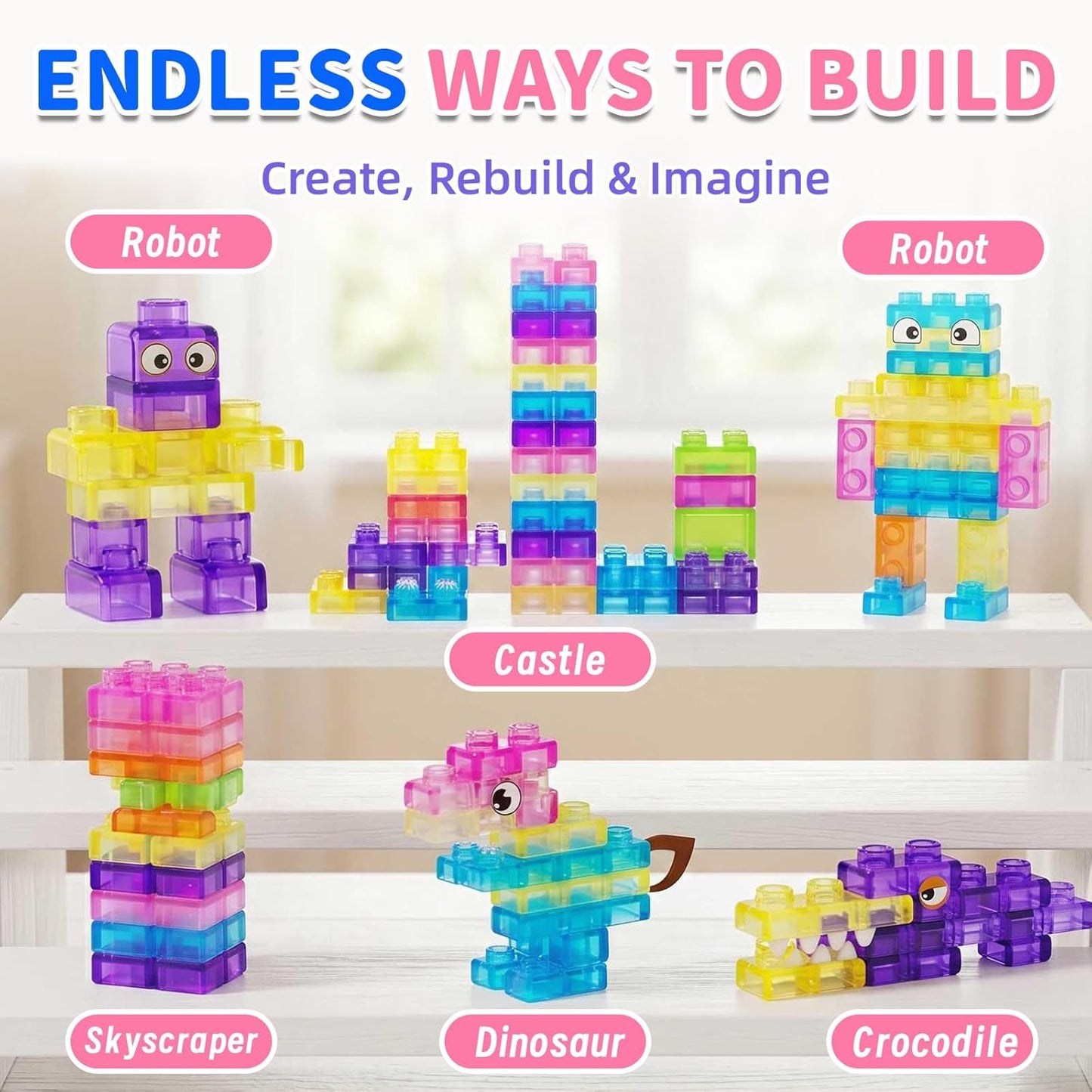 40-Piece Gummy Squishy Building Blocks