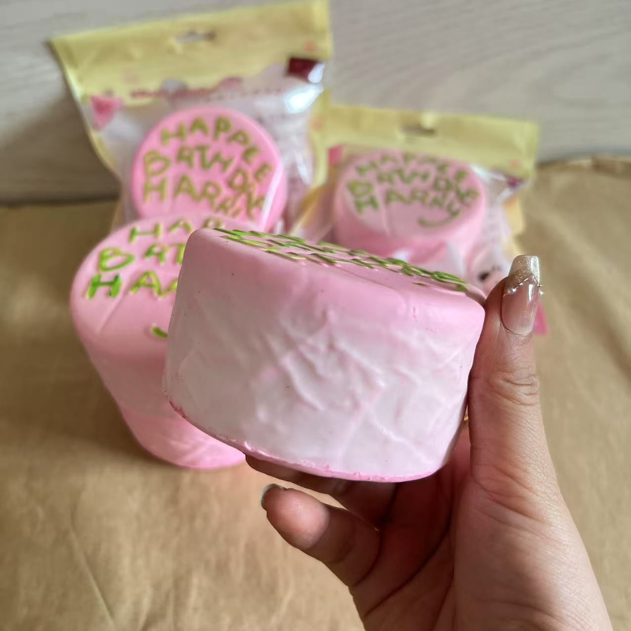 Slow Rising Squishy Pink Birthday Cake Stress Relief Decompression Toy – product image 3