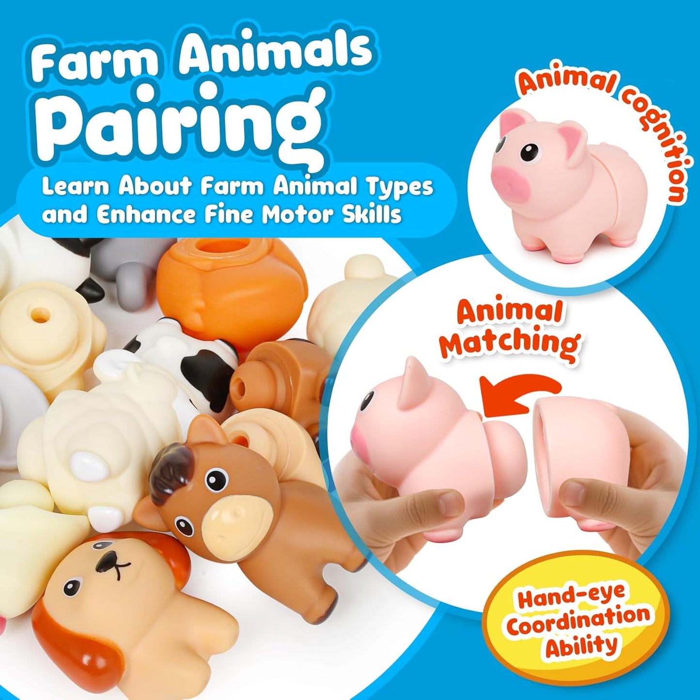 10-Piece Montessori Farm Animal Matching Set