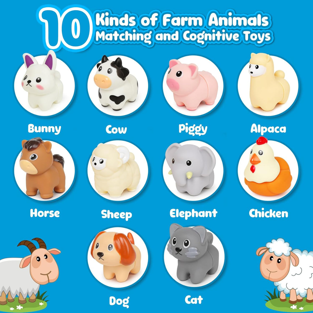 10-Piece Montessori Farm Animal Matching Set