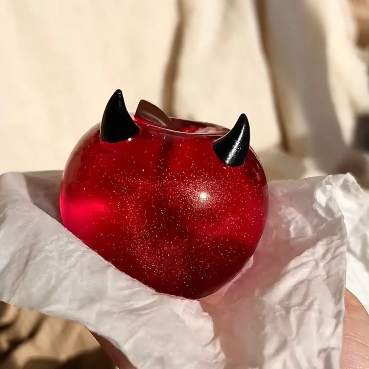 Transparent Red Apple Taba Squishy Toy – product image 3