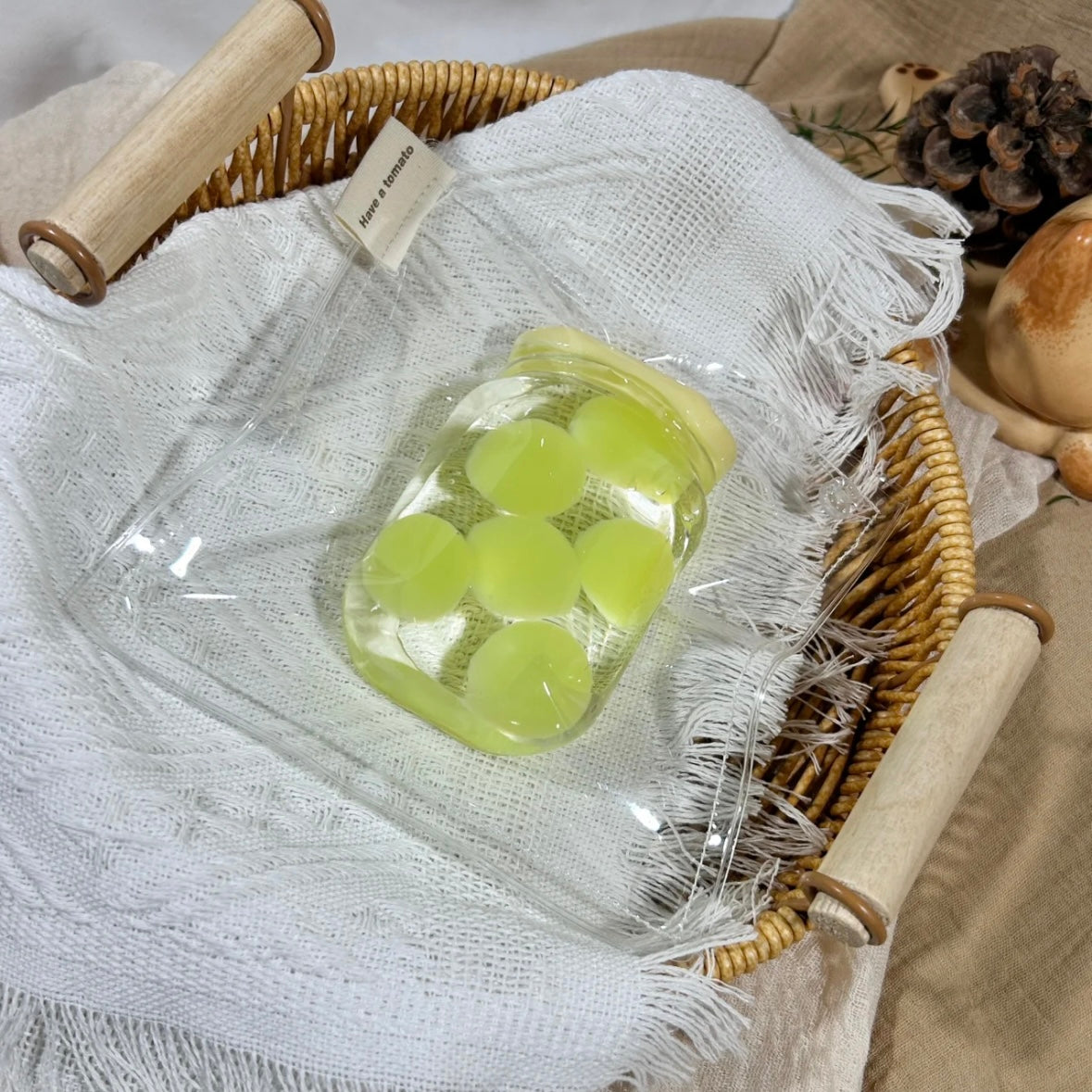 Handmade Transparent Mango Strawberry Yellow Peach Green Grape Taba Squishy Toy – product image 7