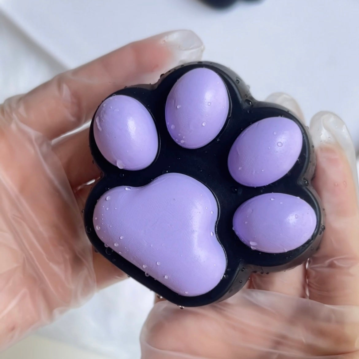 Handmade Silicone Cat's Paw Taba Squishy Toy — Purple & Black Cat's Paw / Purple & White Cat's Paw – product image 2