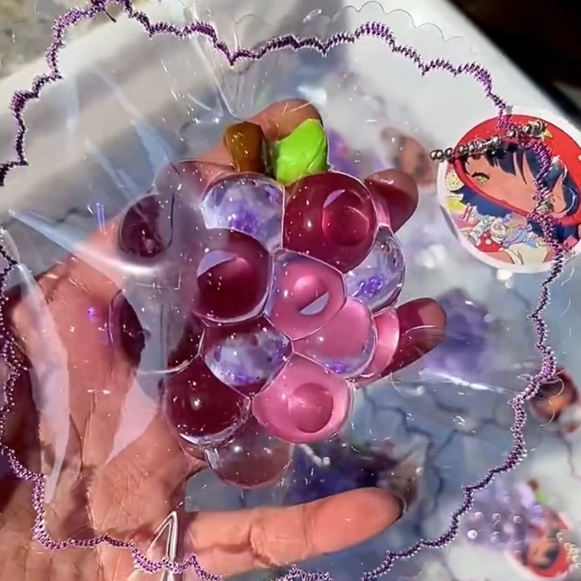 Transparent Green Grape & Banana Taba Squishy Toy – product image 3