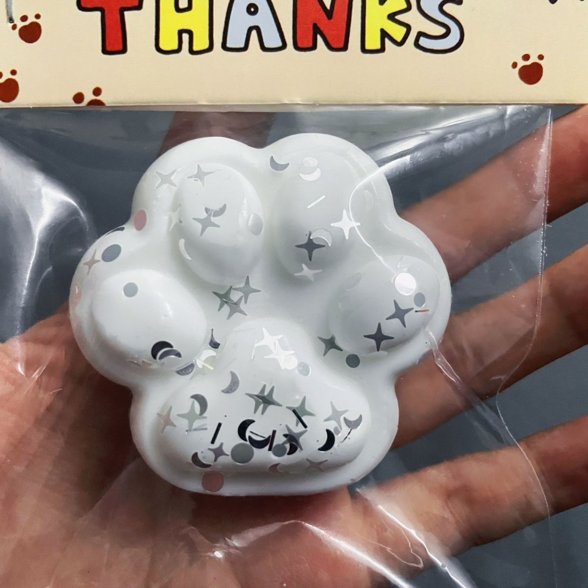 White Handmade Silicone Cat's Paw Stress Relief Taba Squishy Toy – product image 3