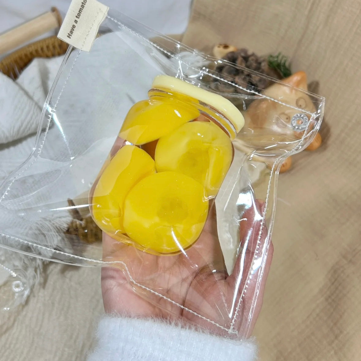 Handmade Transparent Mango Strawberry Yellow Peach Green Grape Taba Squishy Toy – product image 4