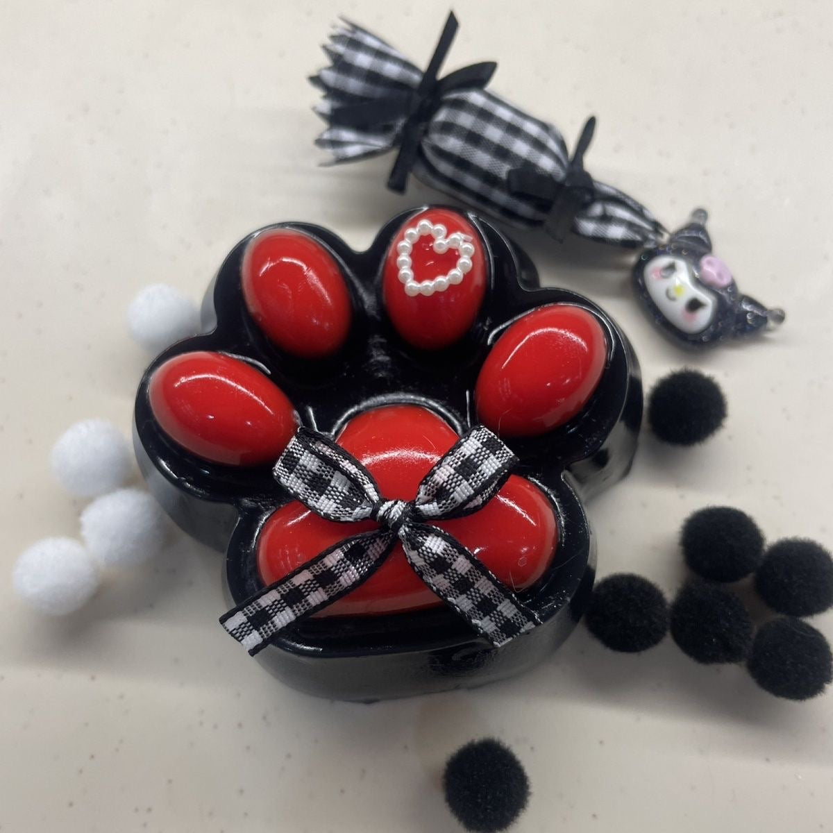 Handmade Silicone Red Cat's Paw Stress Relief Squishy Toy – product image 2