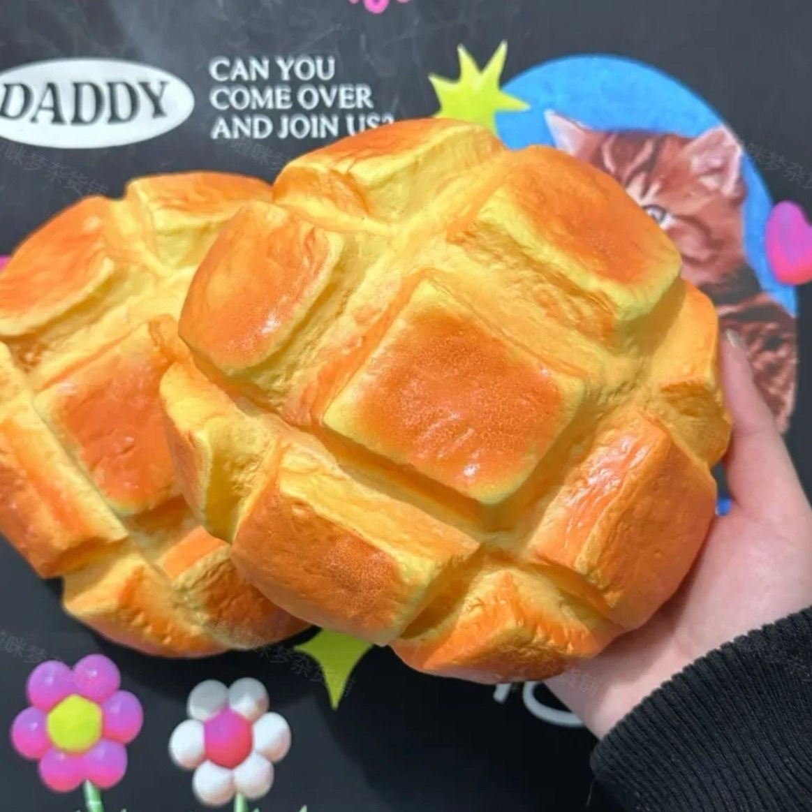 Melon Bread Slow-Rising Squishy – Yellow, Pink & Chocolate Bun Squeeze Toy