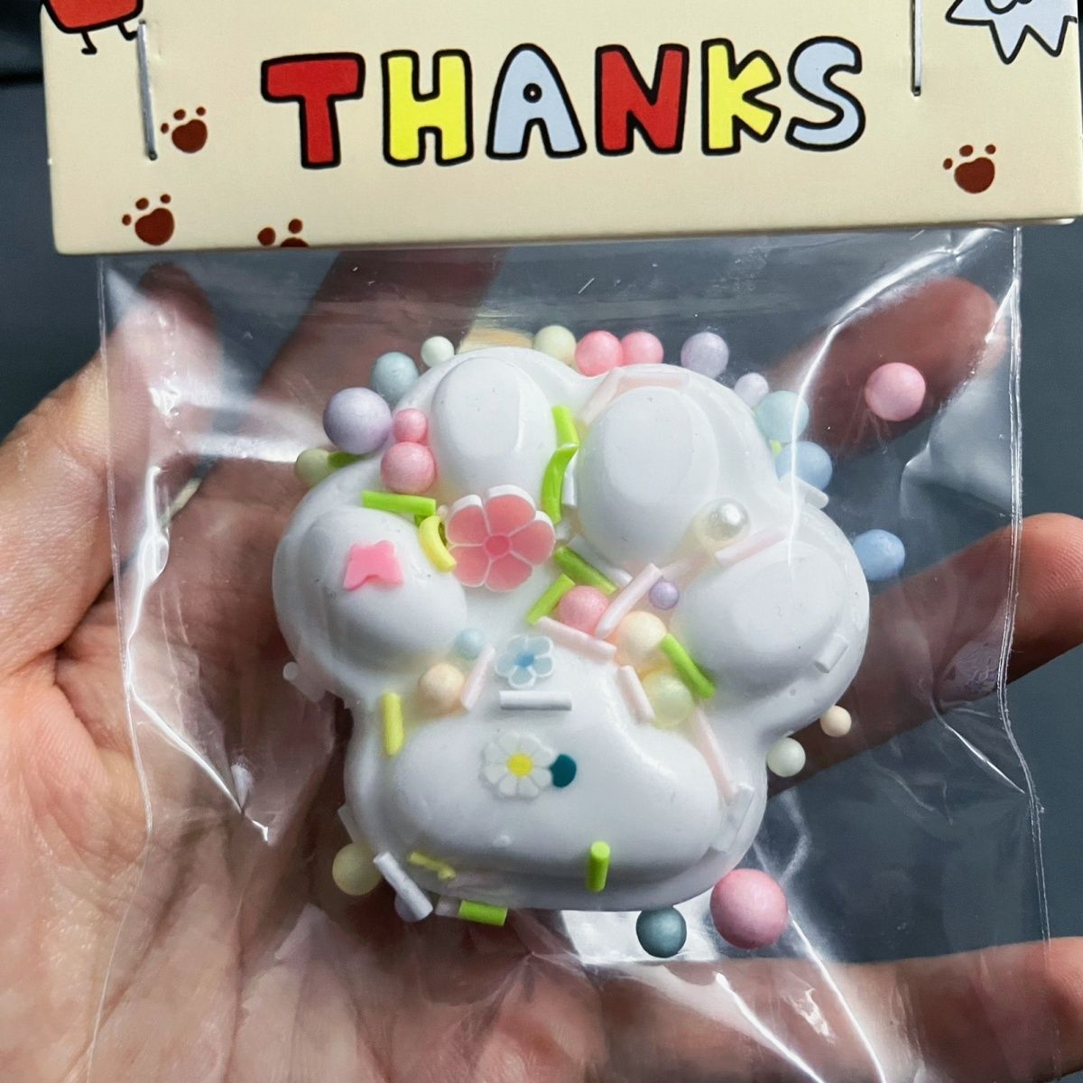 White Handmade Silicone Cat's Paw Stress Relief Taba Squishy Toy – product image 5