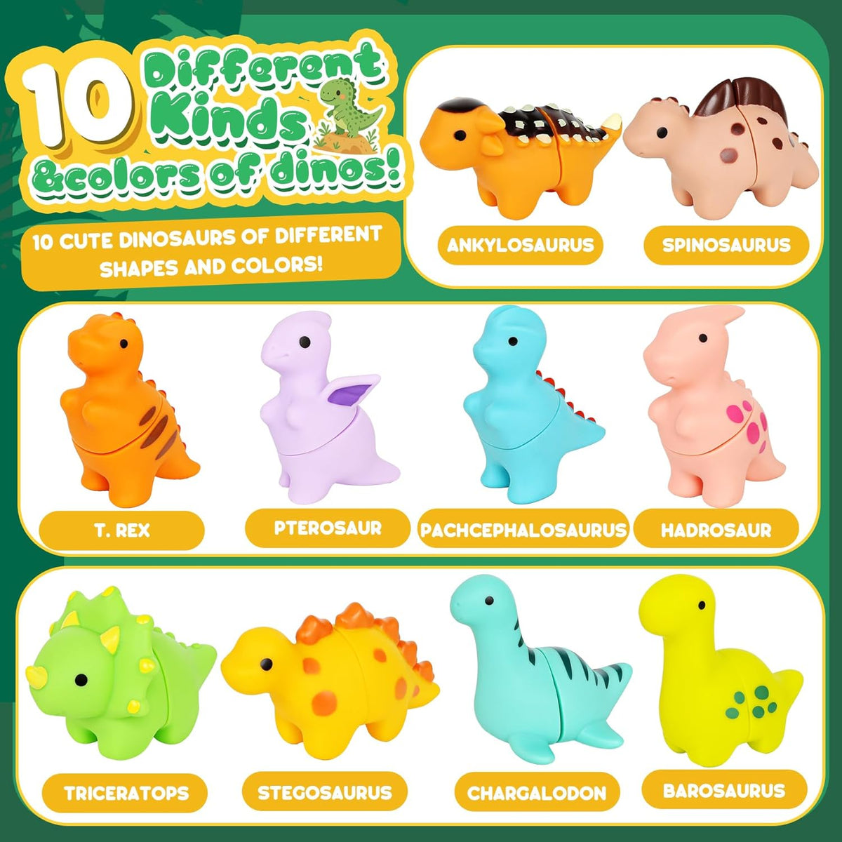 10-Piece Montessori Dinosaur Matching Set
