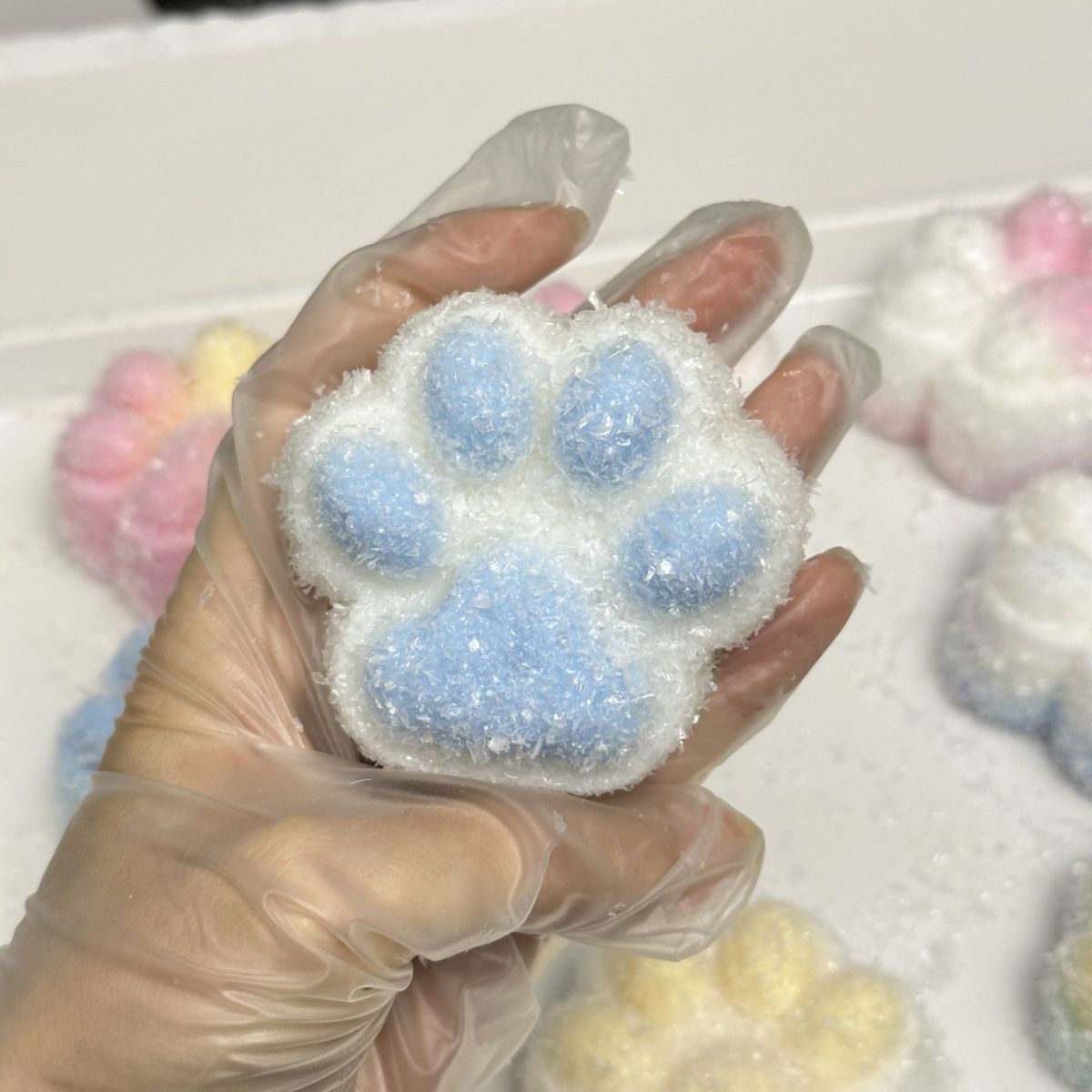 Handmade Silicone Cat's Paw Stress Relief Taba Squishy Toy — pink / yellow / blue & More – product image 5