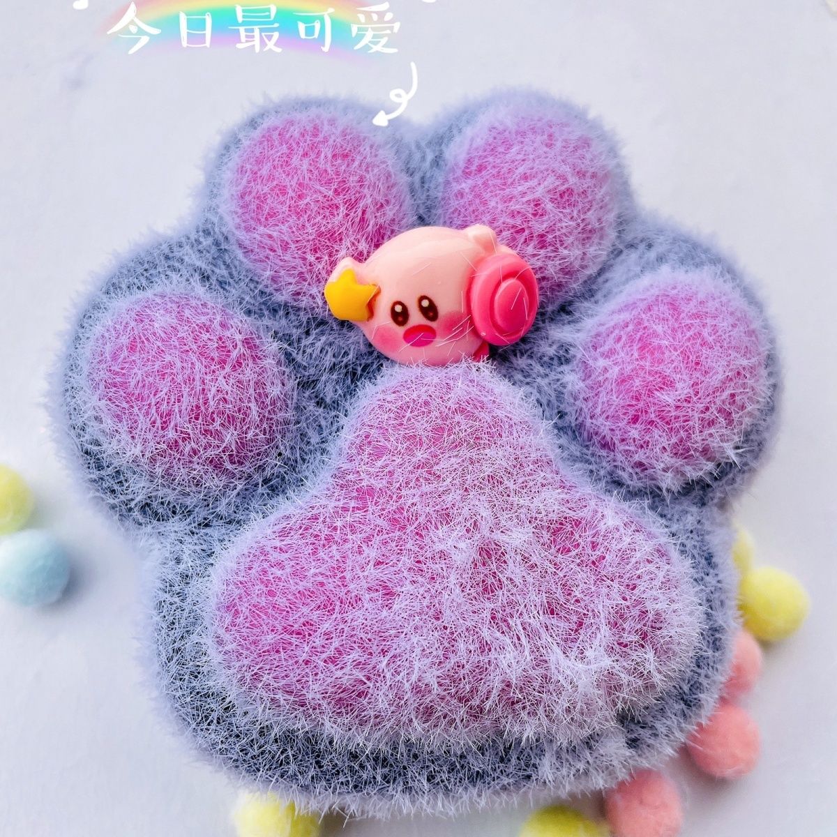 260g Handmade Silicone Cat's Paw Stress Relief Squishy Toy — pink & white / yellow & pink / pink & blue & More – product image 5