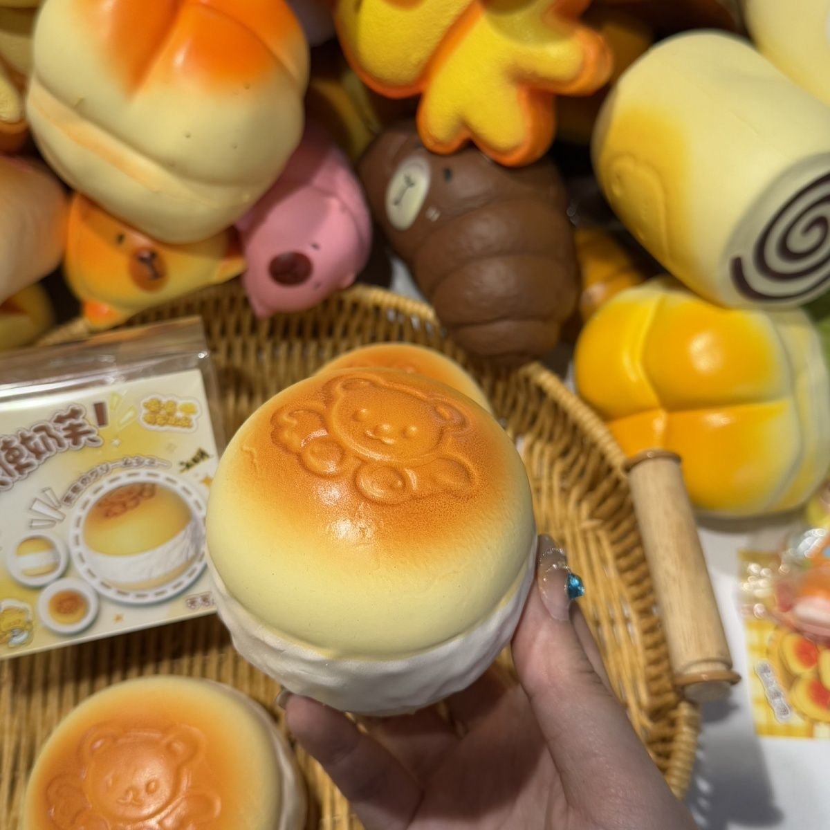 Smiley Bear Cream Puff Slow-Rising Squishy – Pink & Brown Squeeze Toy