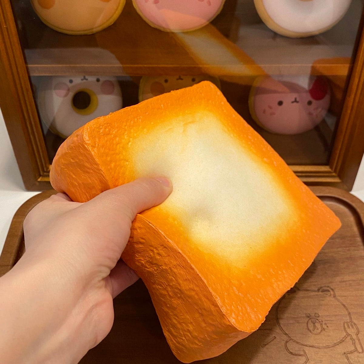 Bread Brick Slow-Rising Squishy – Golden Toasted Bread Block Squeeze Toy with Cream Center & Textured Sides