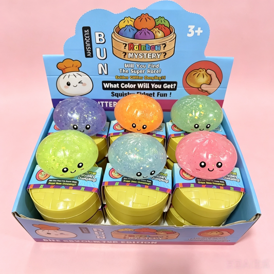 Glitter Dumpling Squishy in Bamboo Steamer